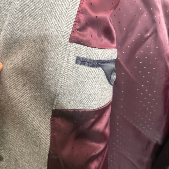 NWT EXPRESS Herringbone Wool Blend Topcoat Overcoat Gray Size XL - Picture 13 of 16